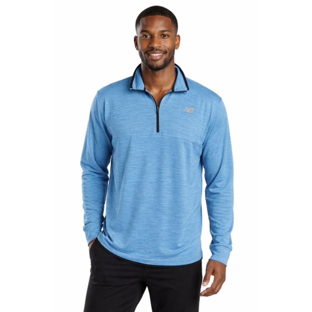 New Balance XL Blue Space Dye Quarter Zip Pullover‎ Athletic Running Shirt 77-32